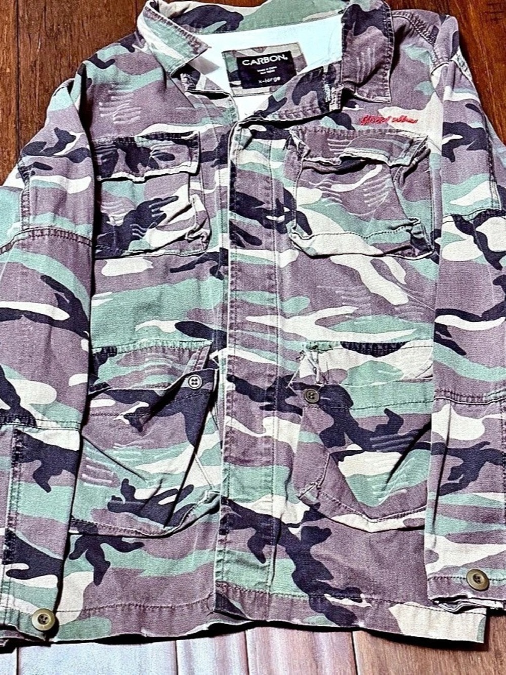 Carbon Good Vibes Camo Utility Jacket Green & Purple XL
